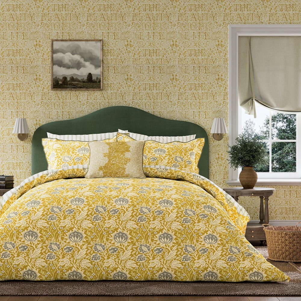 Elmcote Floral Bedding by Morris & Co in Sunflower Yellow